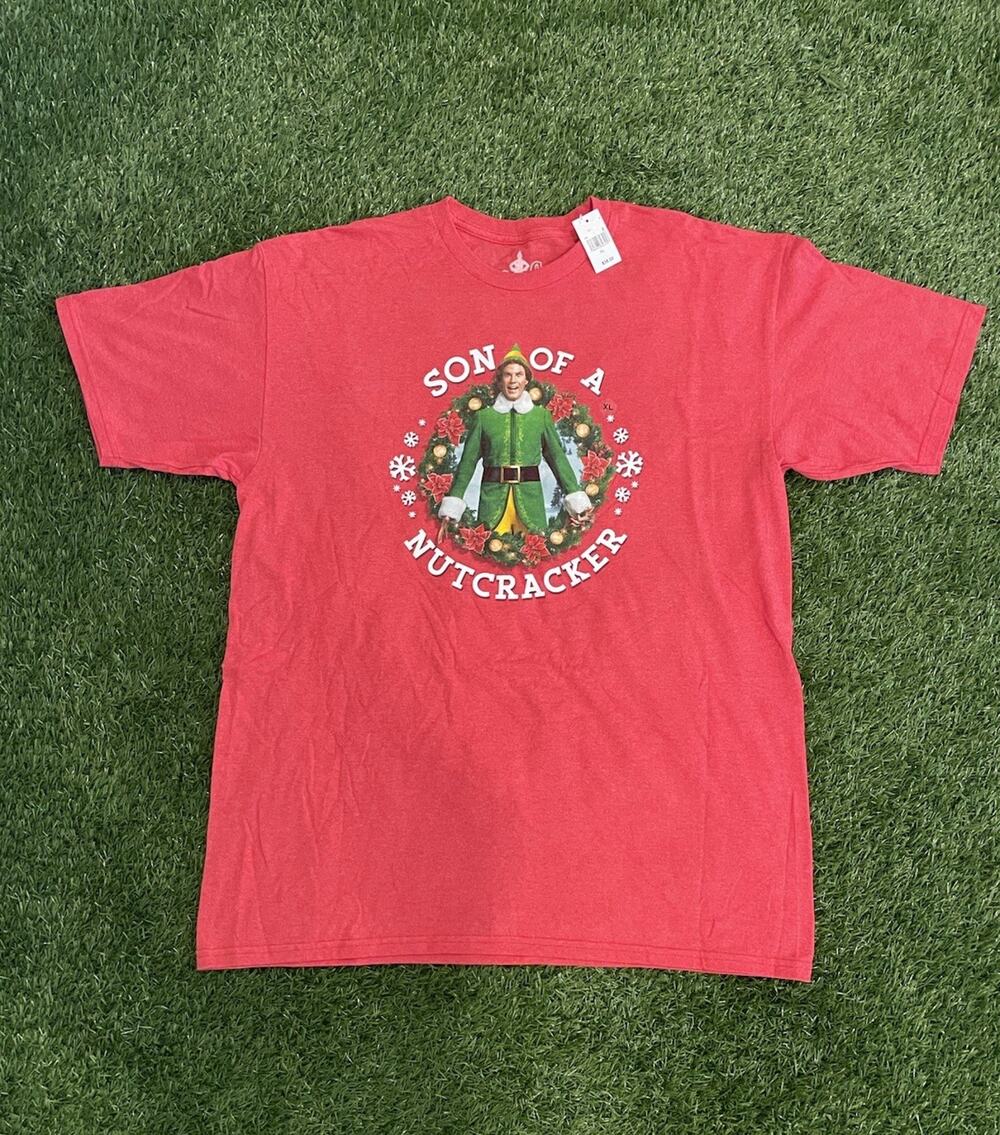 NWT Elf Movie Graphic Tee Shirt Men XL Son Of A Nutcracker Red Christmas Buddy